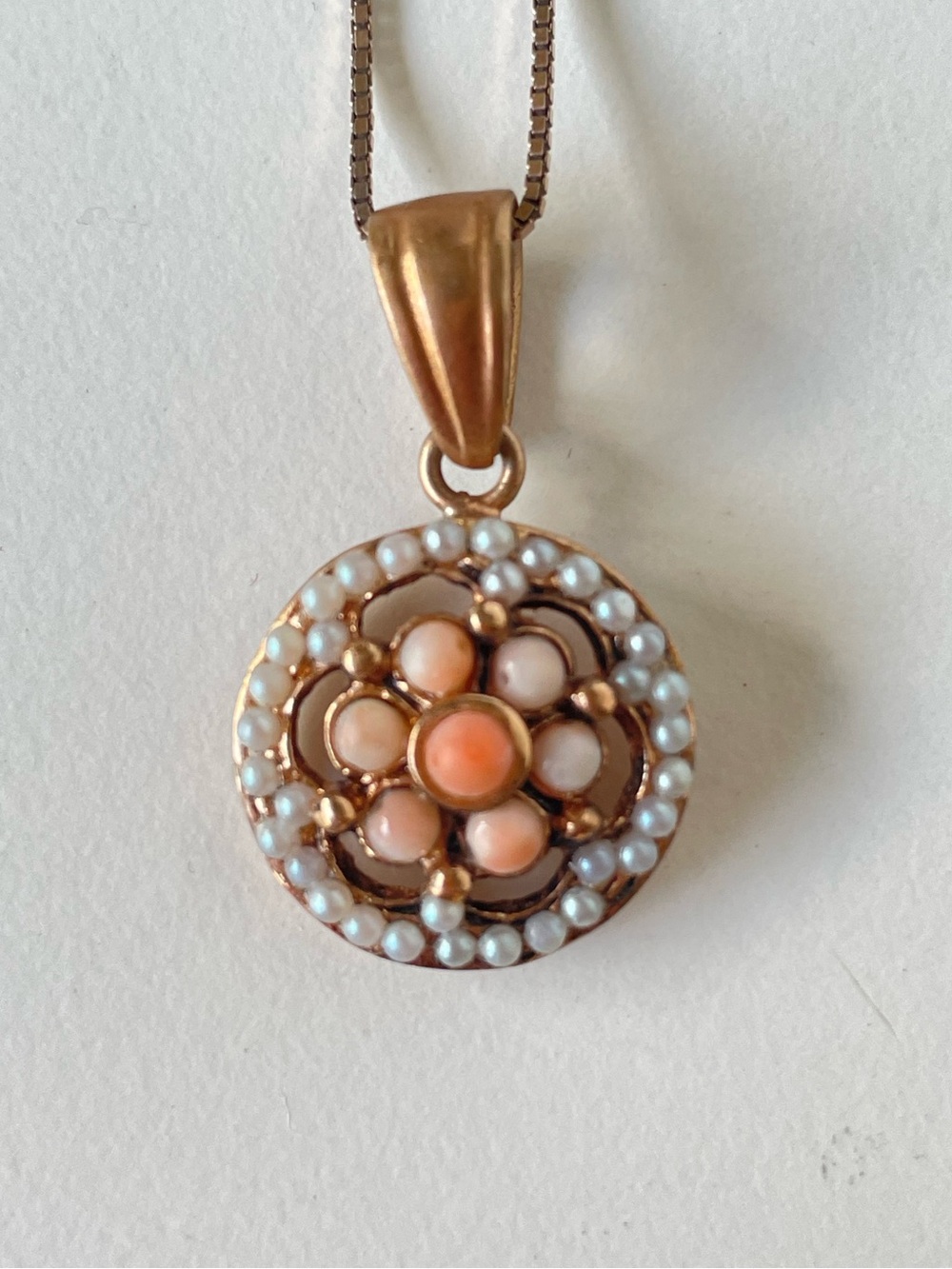 BY SIMON Italian 925 Sterling Silver Coral Pearl Flower Pendant Necklace 18-20"